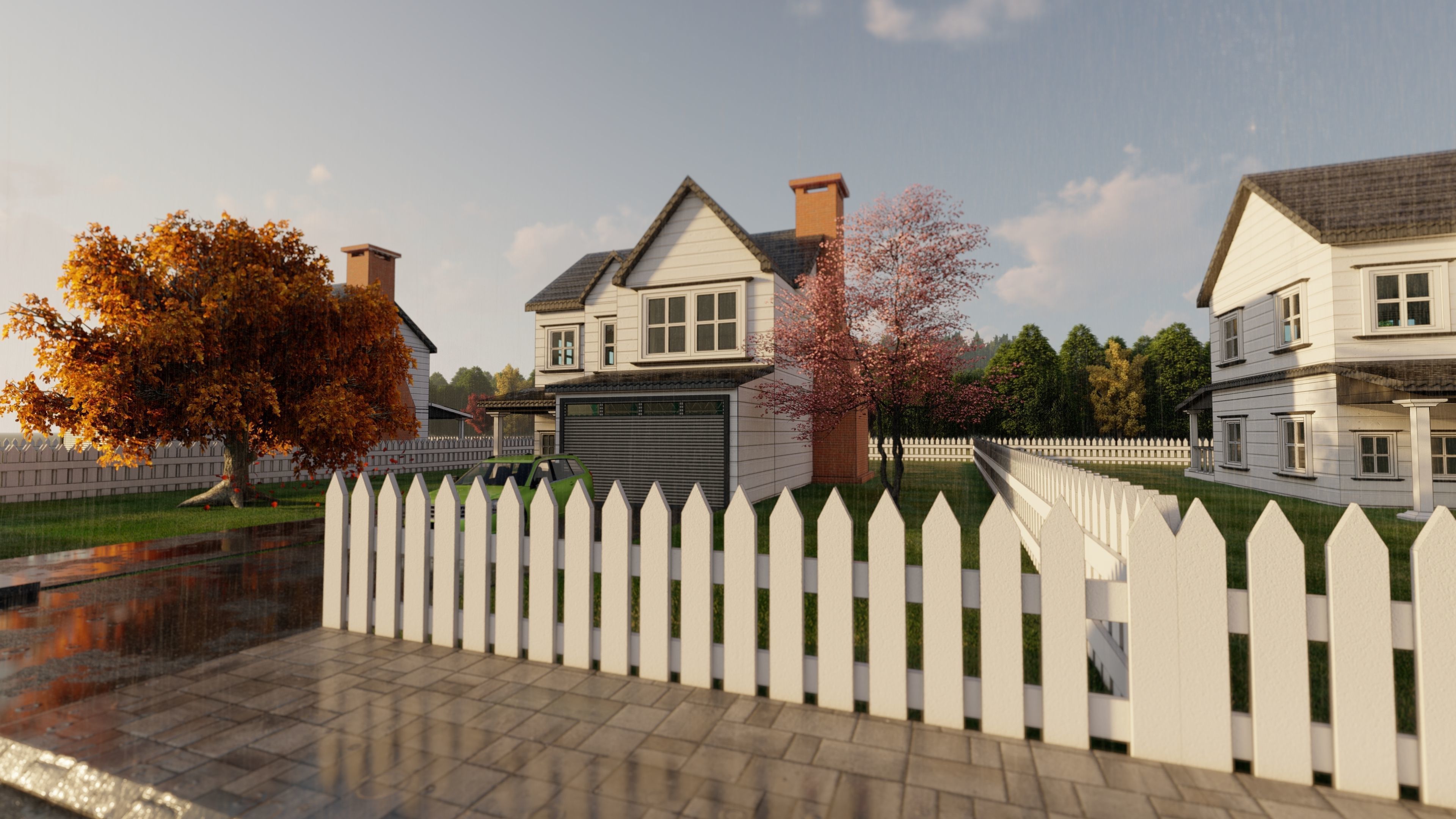 3D Villa 6 Model car is parked 3D model_4