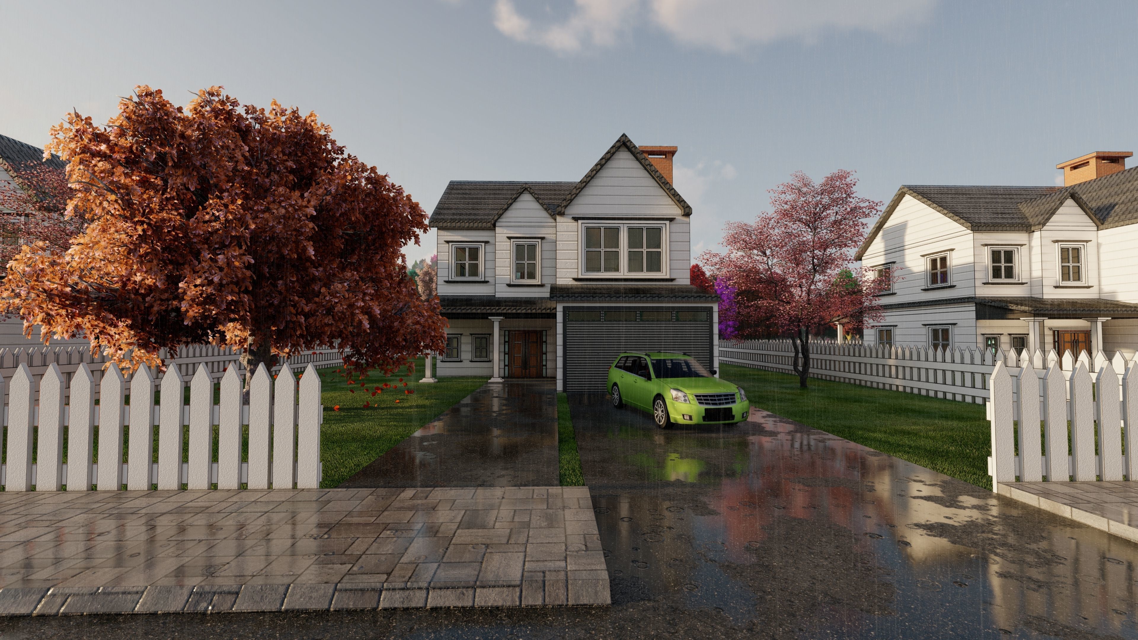 3D Villa 6 Model car is parked 3D model_6