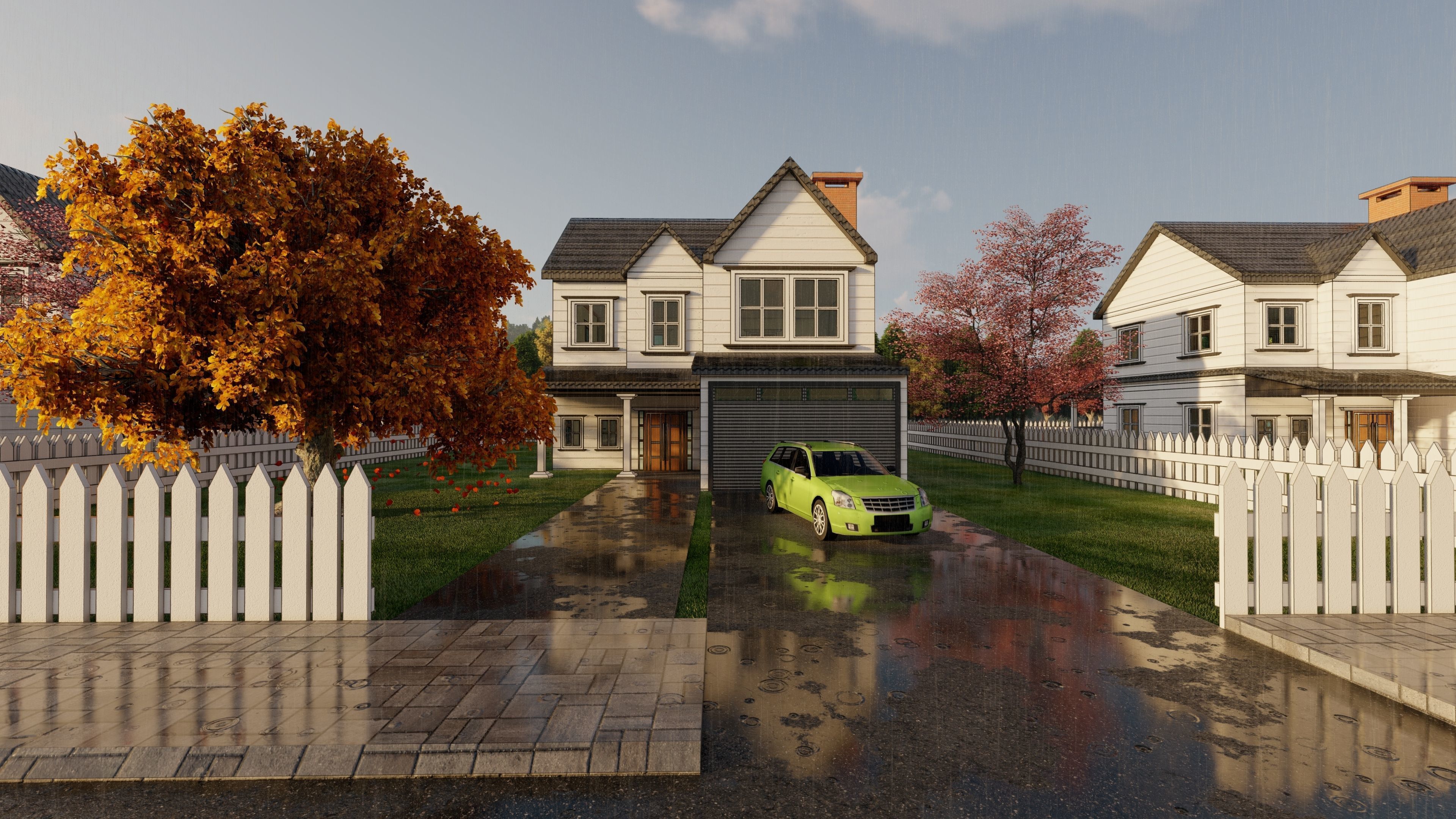 3D Villa 6 Model car is parked 3D model_11