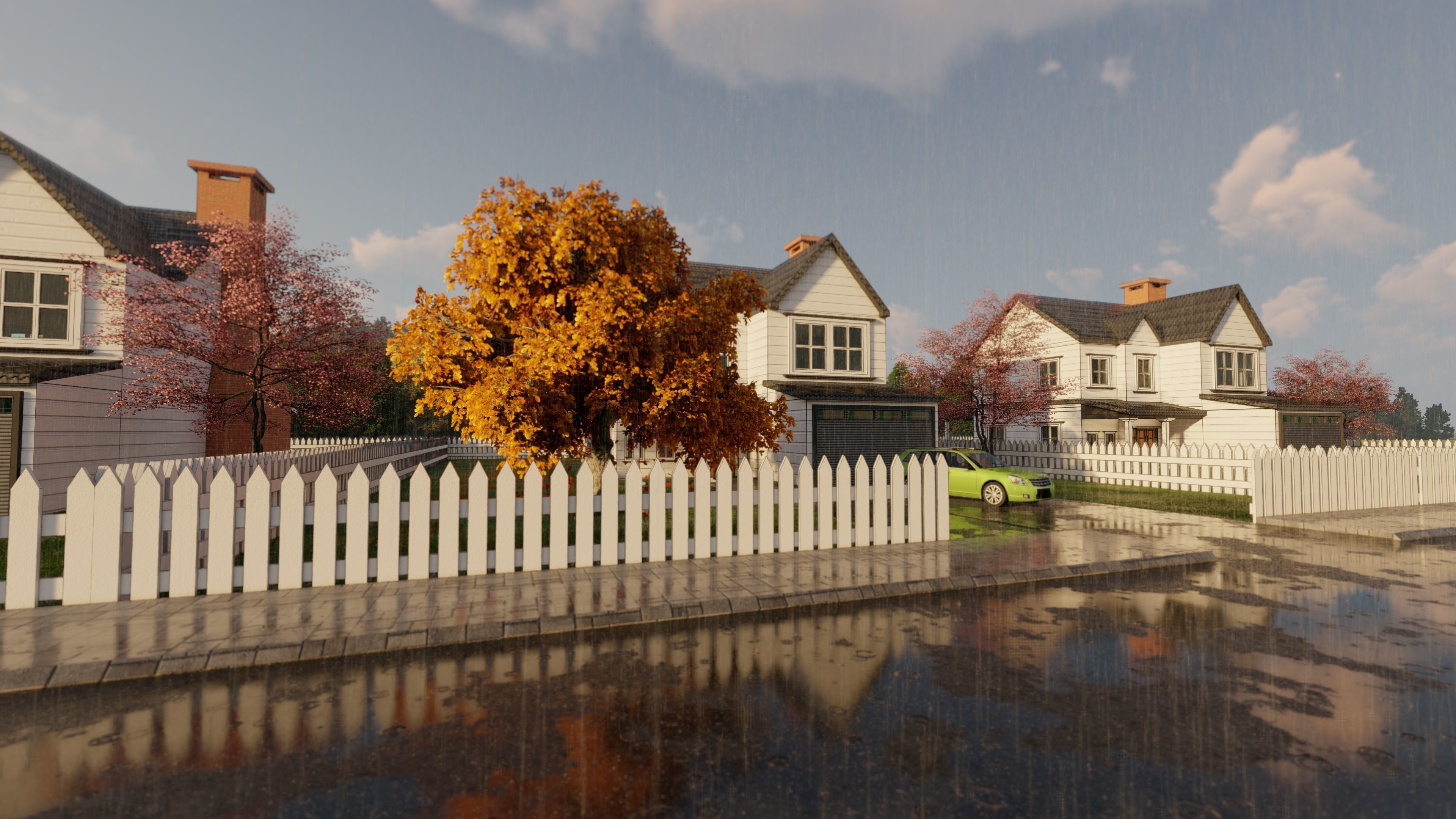 3D Villa 6 Model car is parked 3D model_2