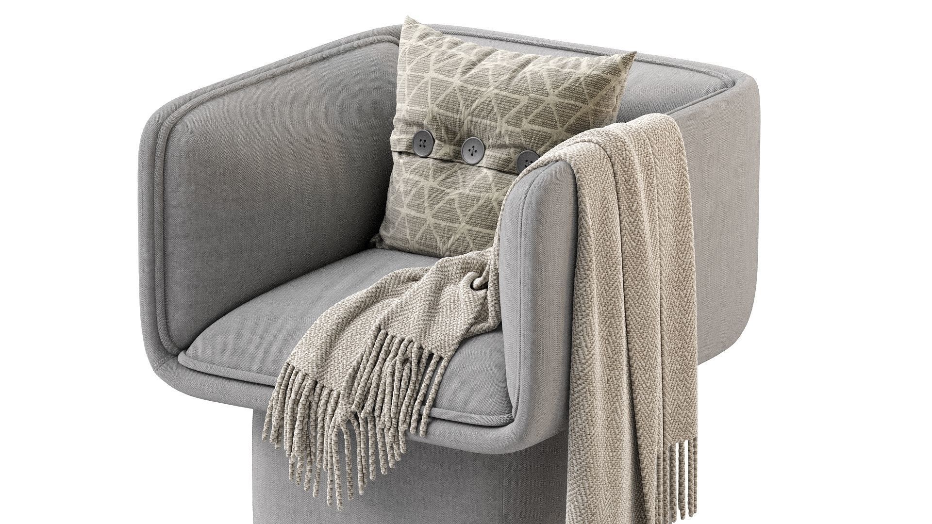 Missana BLOCK ARMCHAIR Fabric 3D model_8