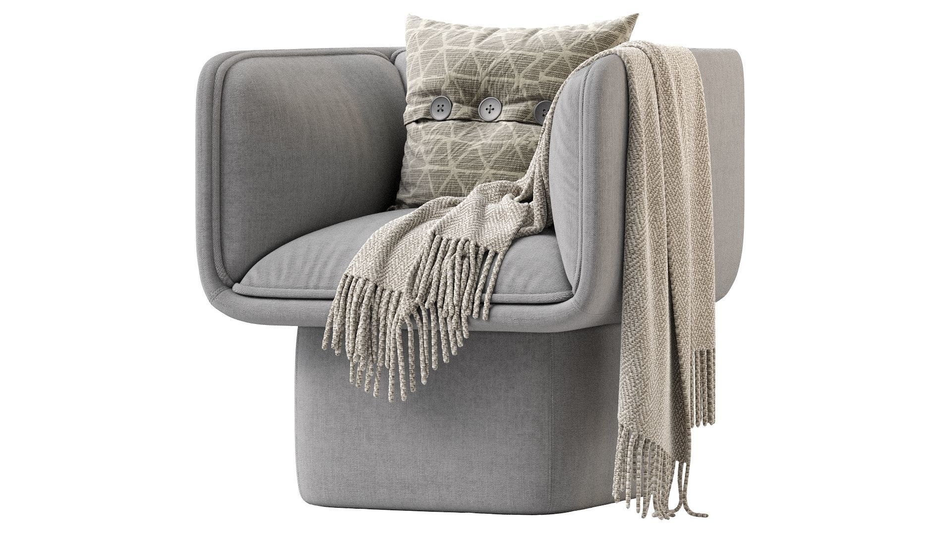 Missana BLOCK ARMCHAIR Fabric 3D model_3