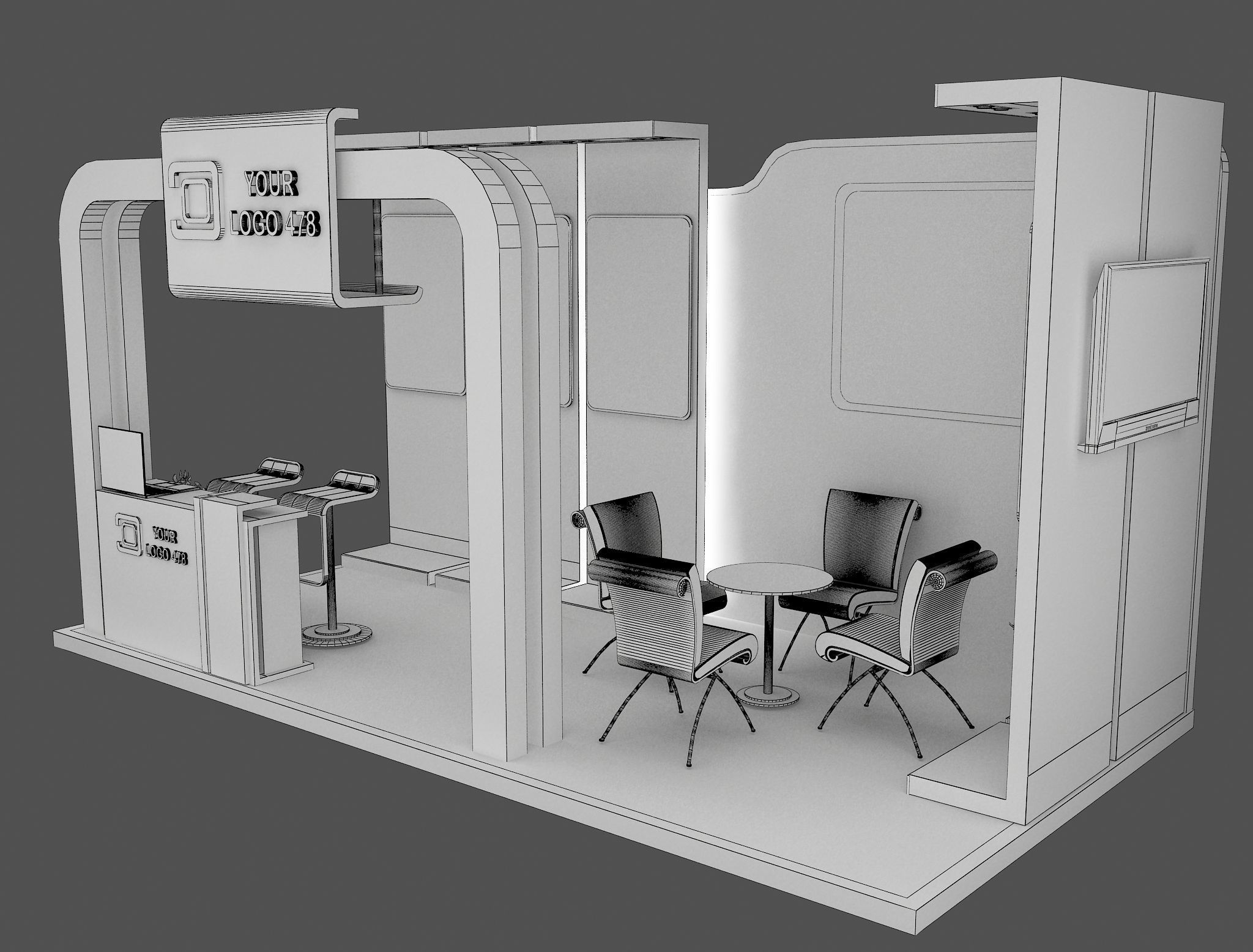 Booth Exhibition Stand a478e 3D model_3