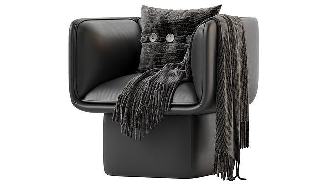 Missana BLOCK ARMCHAIR Black 3D model 4