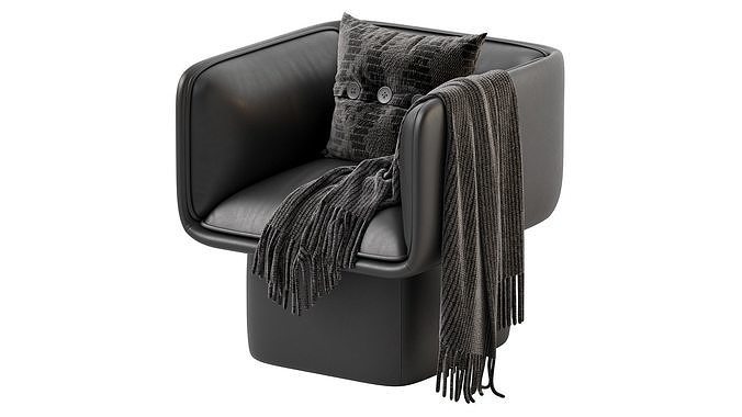 Missana BLOCK ARMCHAIR Black 3D model 7