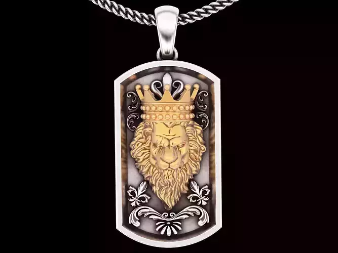 Lion pendant silver gild  jewelry printable 3D model