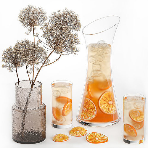 Citrus Lemonade With Ice And Orange Slices 3D model