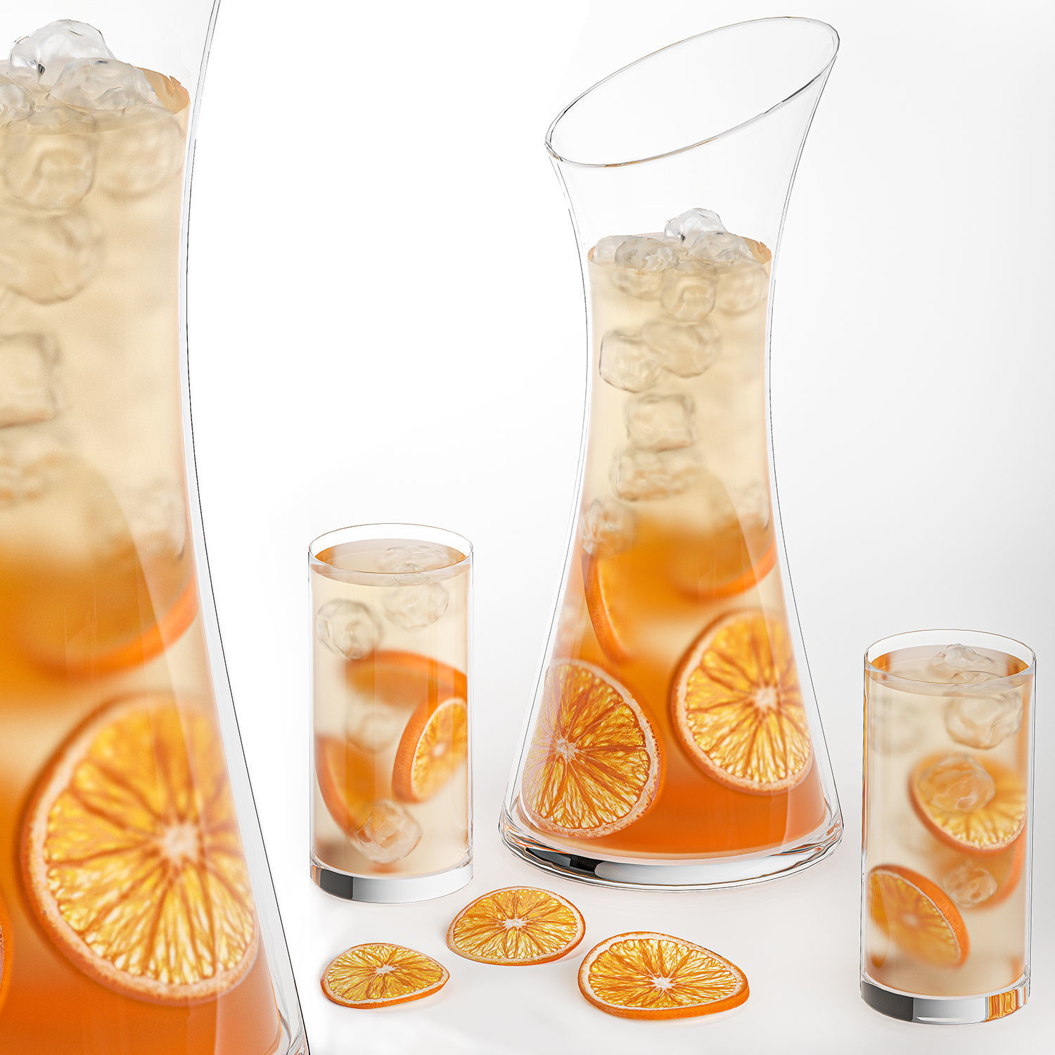 Citrus Lemonade With Ice And Orange Slices 3D model_1