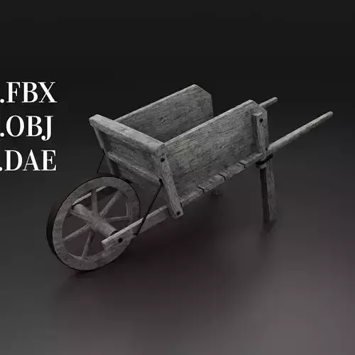 Wooden wheelbarrow Low-poly 3D model