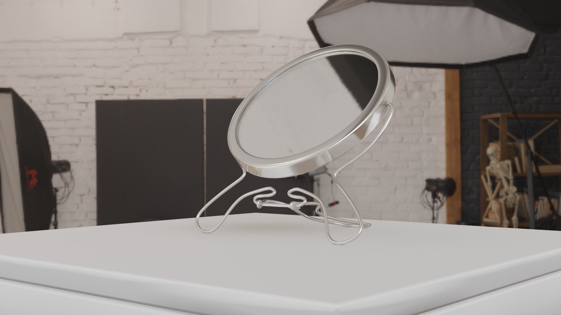 Makeup mirror metal Free low-poly 3D model_28