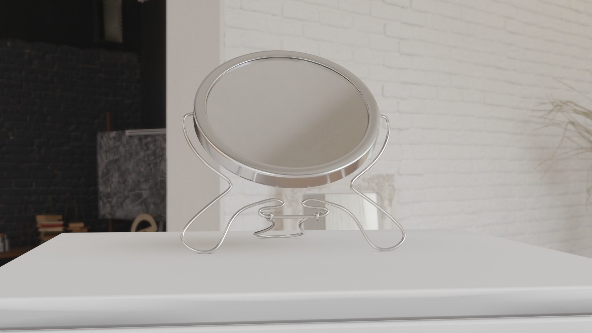 Makeup mirror metal Free low-poly 3D model_4