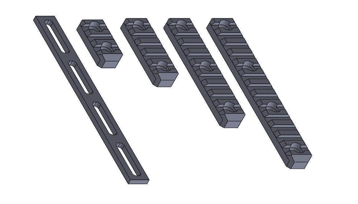 Picatinny Rail pack 3-5-9-12 Slots 3D model_5