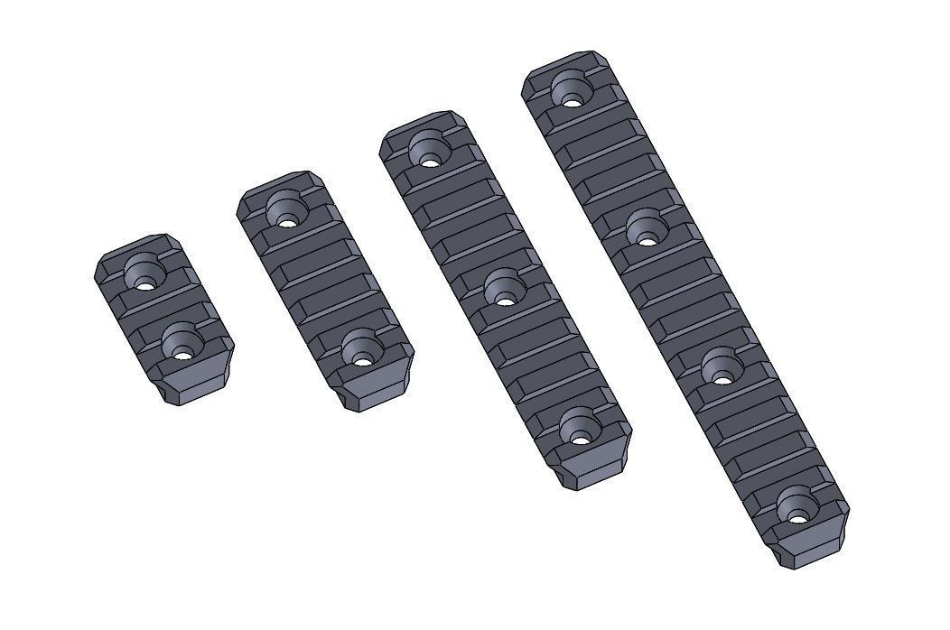 Picatinny Rail pack 3-5-9-12 Slots 3D model_6