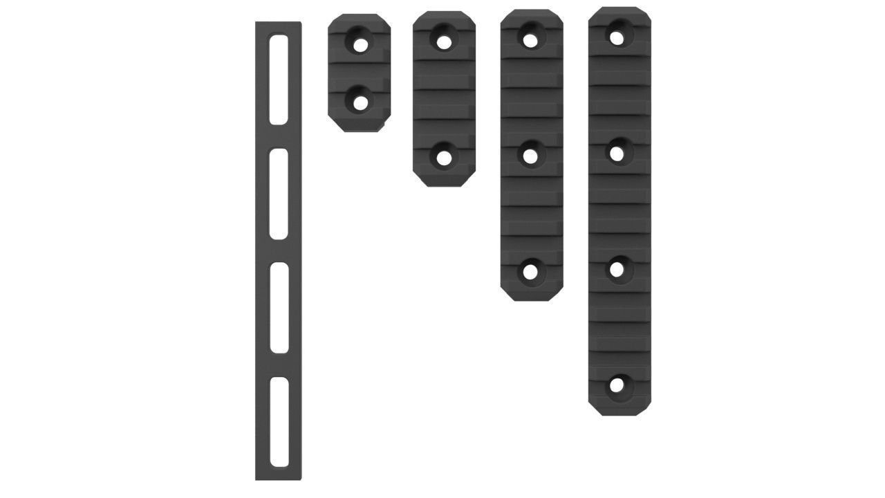 Picatinny Rail pack 3-5-9-12 Slots 3D model_2