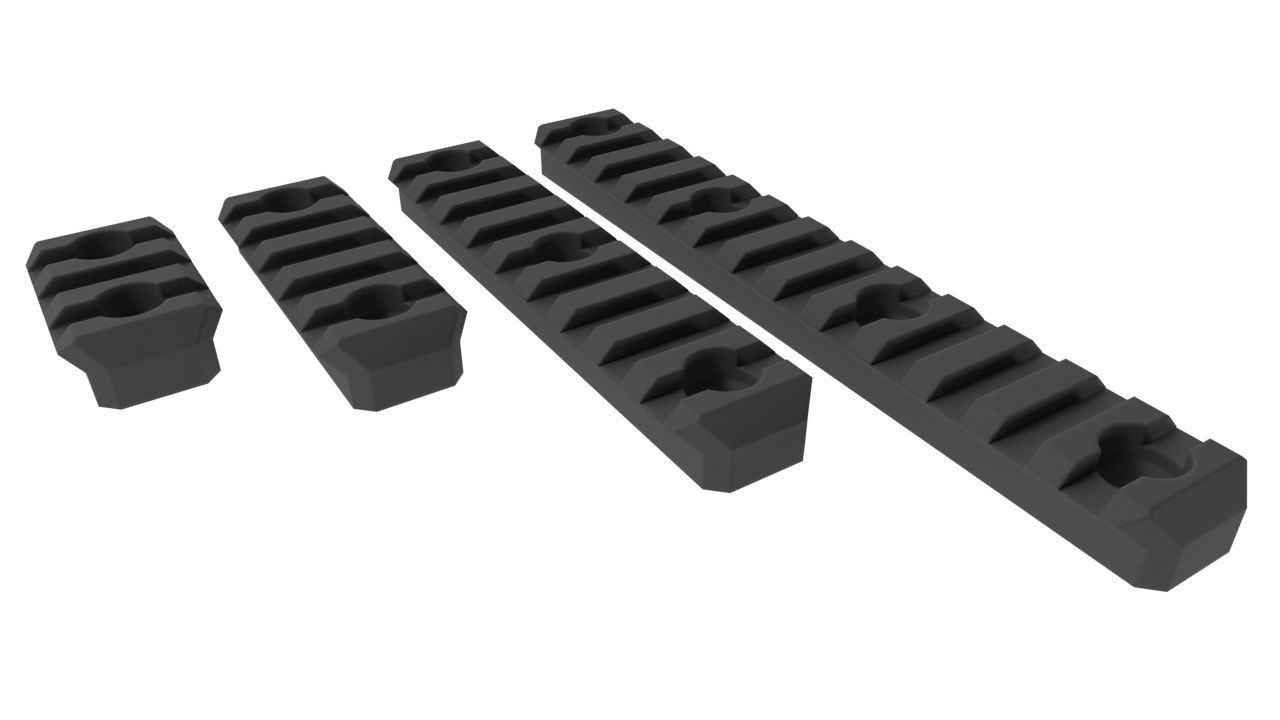 Picatinny Rail pack 3-5-9-12 Slots 3D model_1