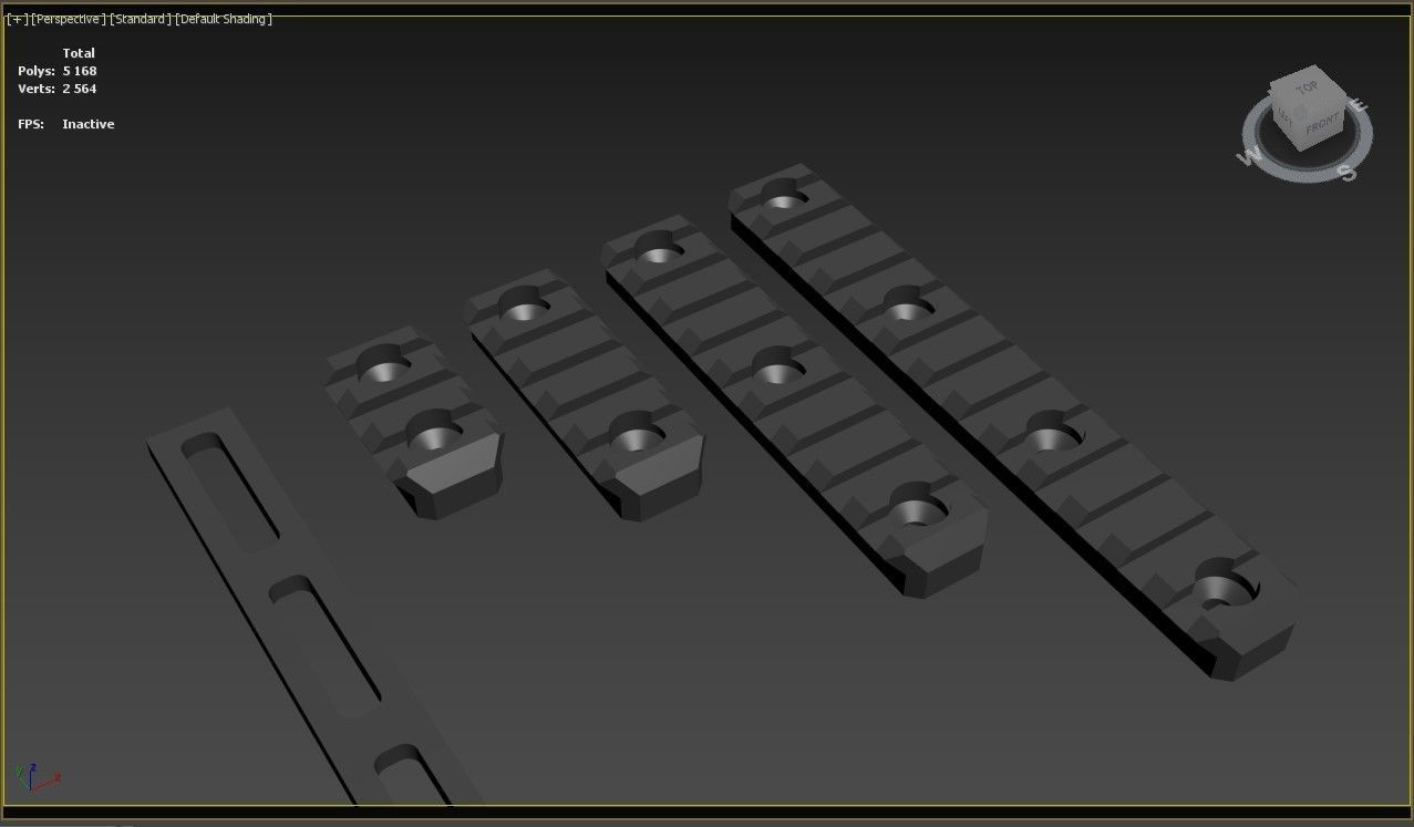 Picatinny Rail pack 3-5-9-12 Slots 3D model_3