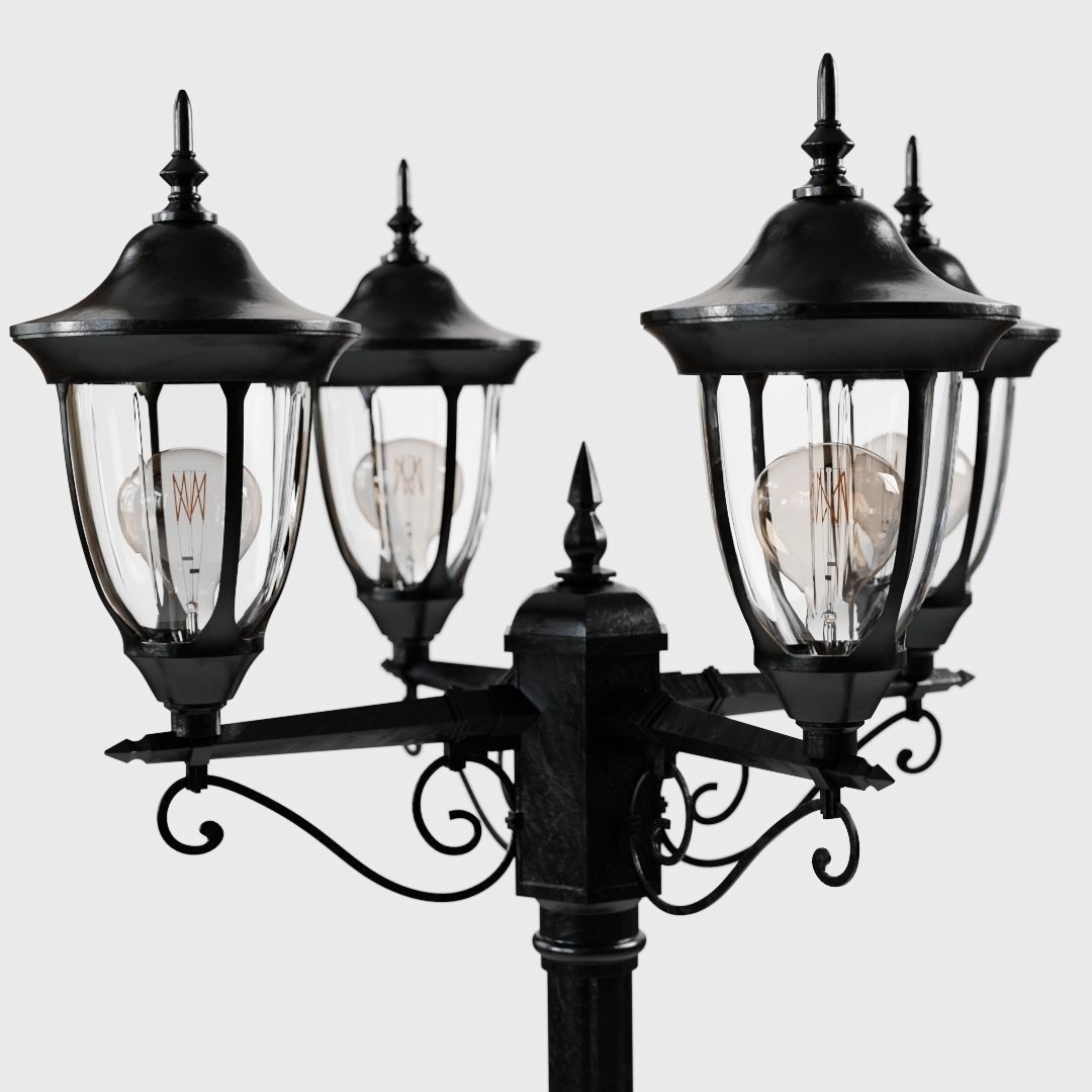 Vintage Street Lamp Collection Low-poly 3D model_8