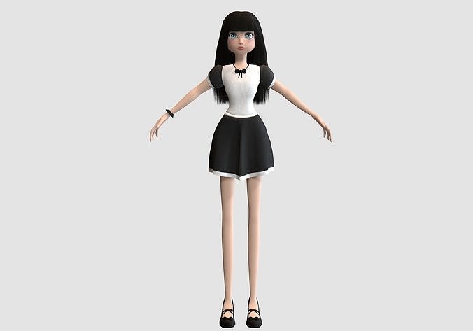 pale school girl  3D model