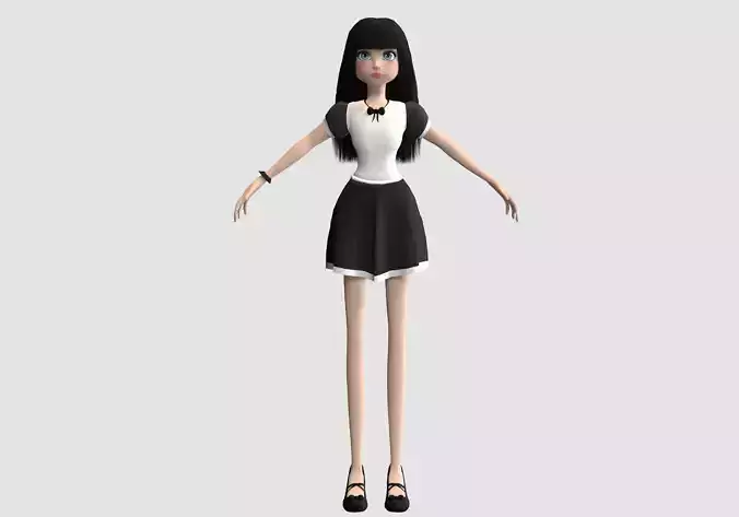 pale school girl  3D model
