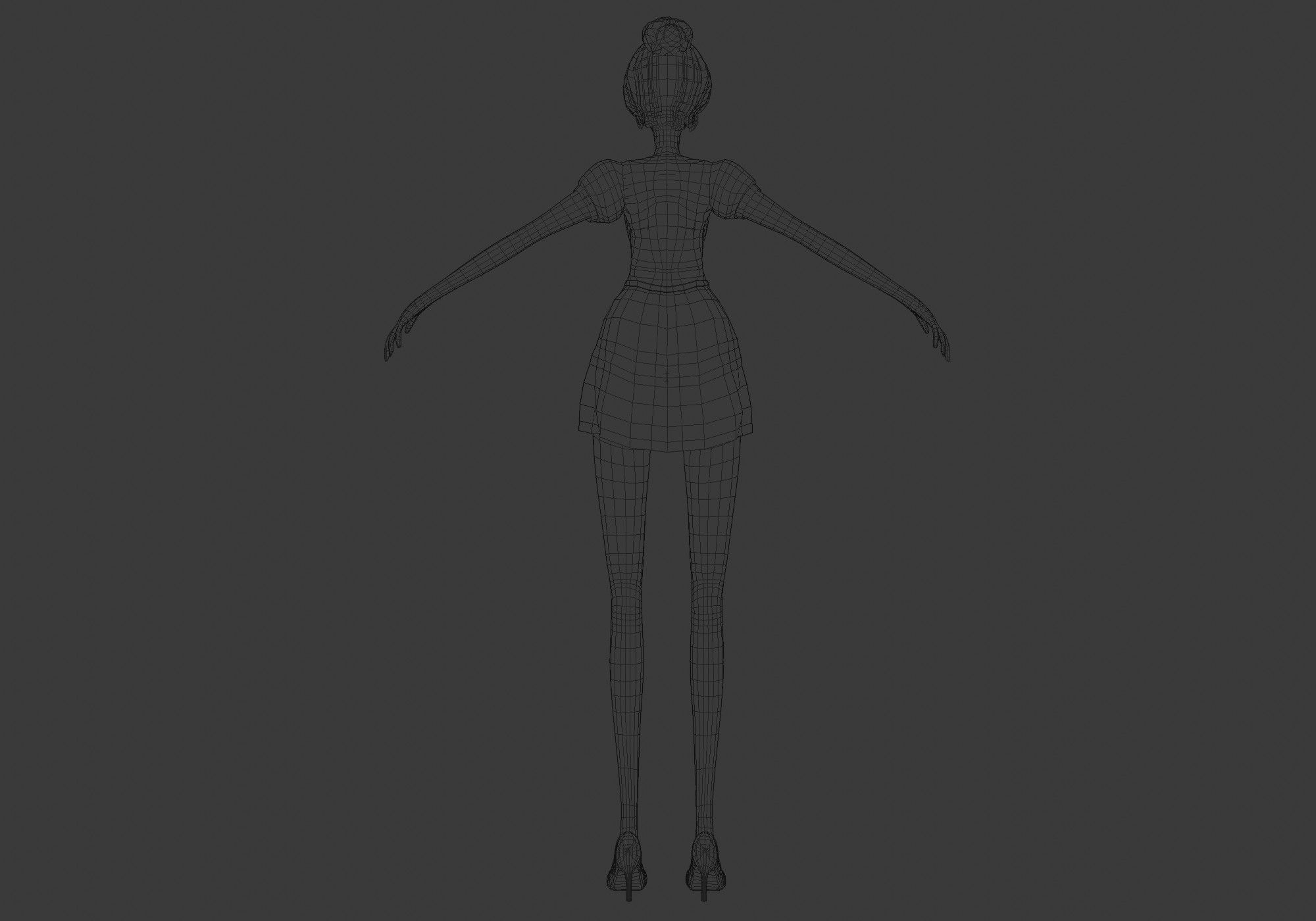 female pretty woman 3D model_8