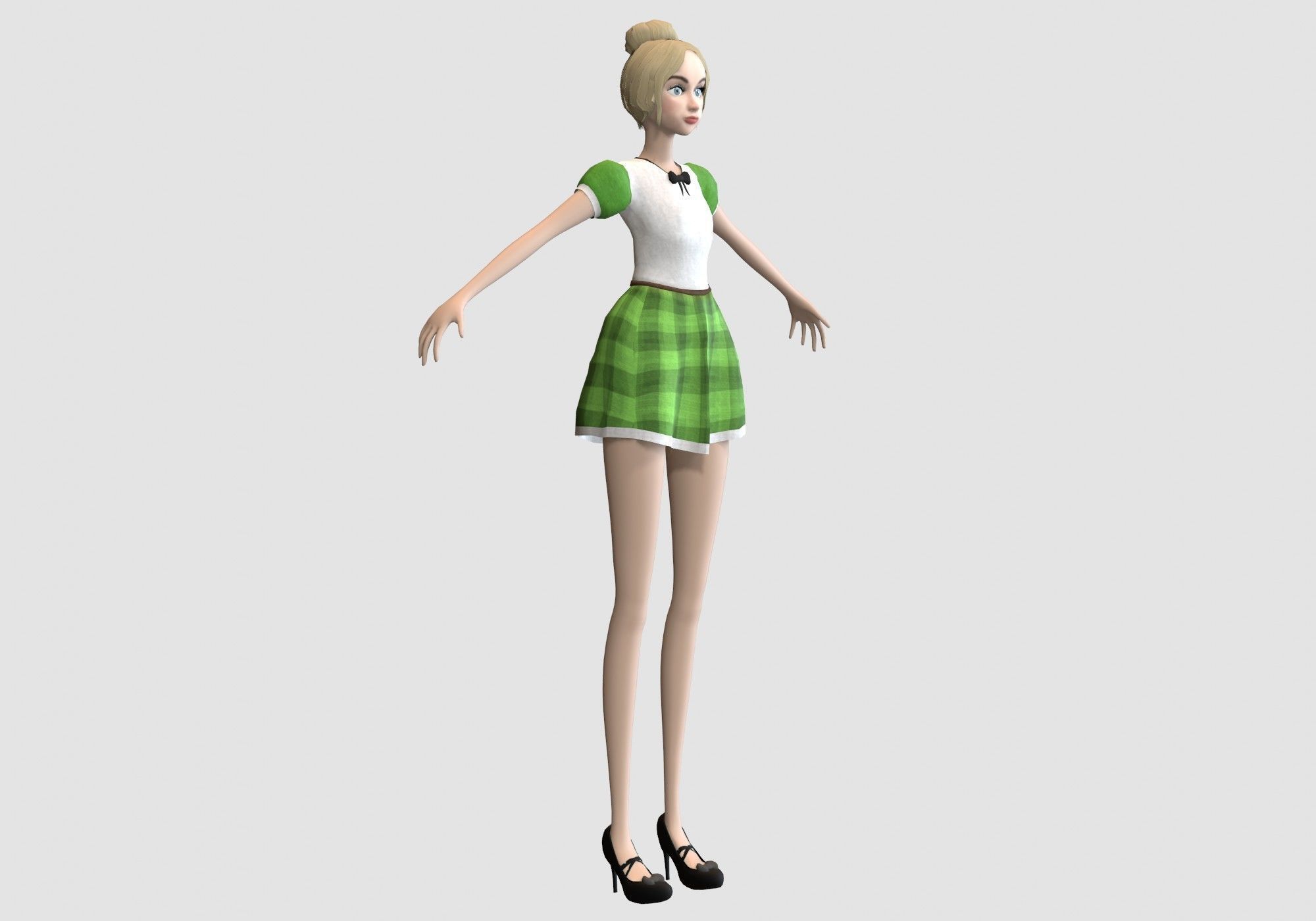 female pretty woman 3D model_1