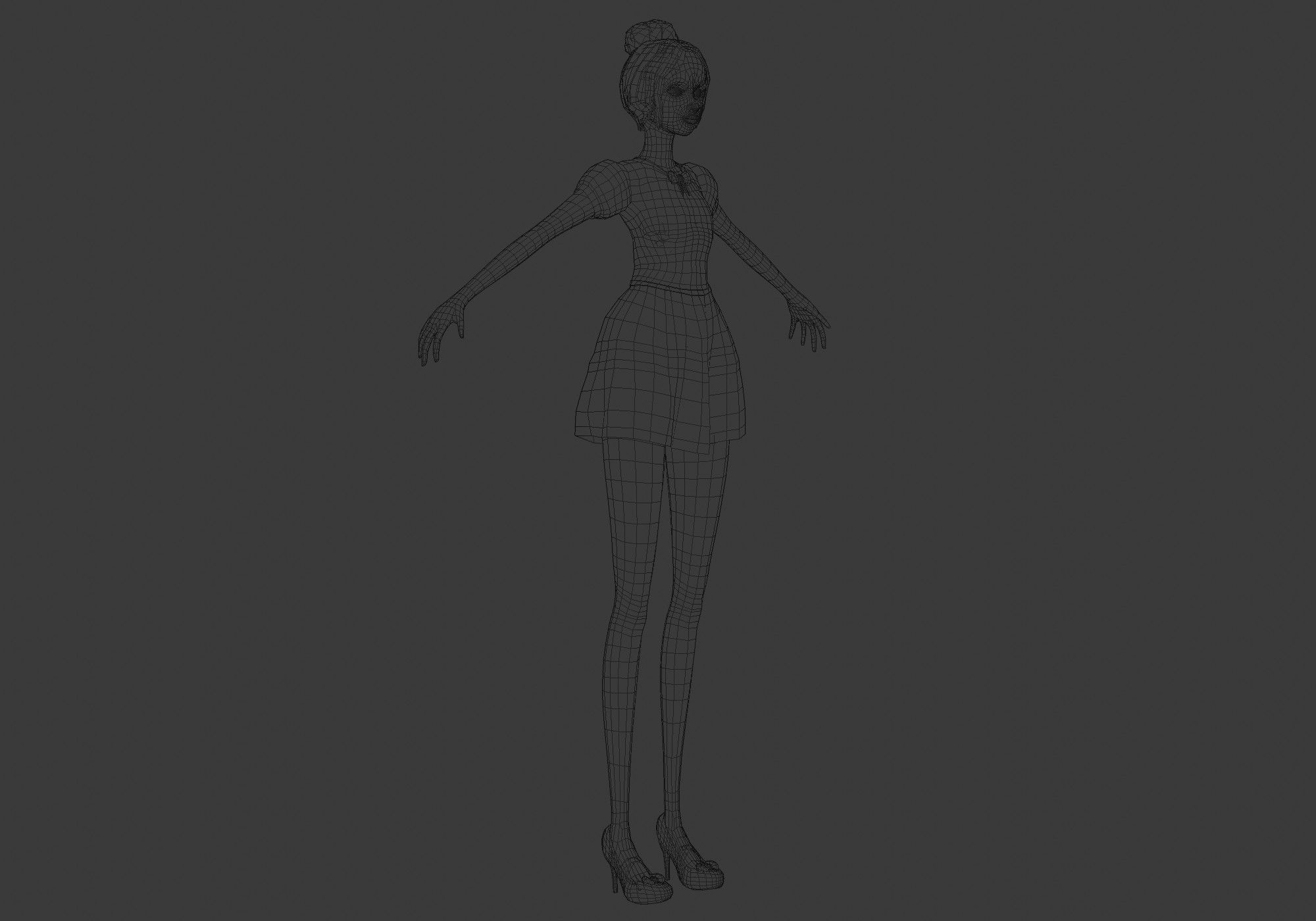 female pretty woman 3D model_6