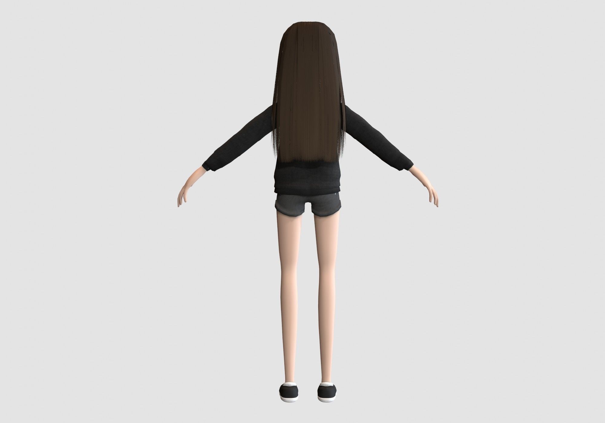 female cartoon teenager 3D model_3