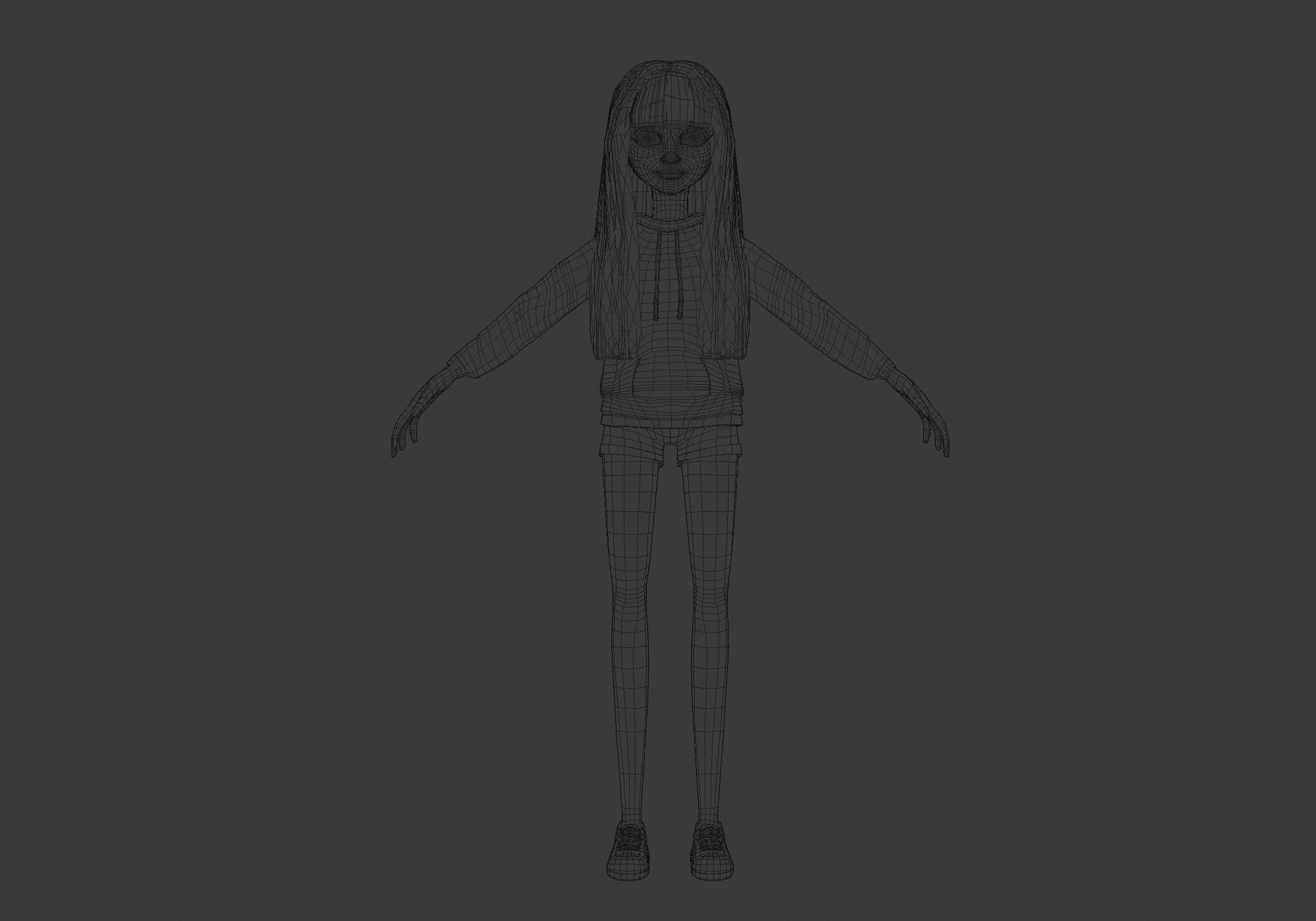 female cartoon teenager 3D model_5