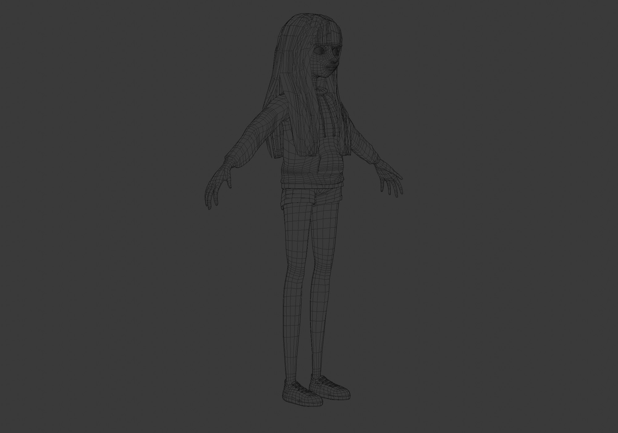 female cartoon teenager 3D model_6