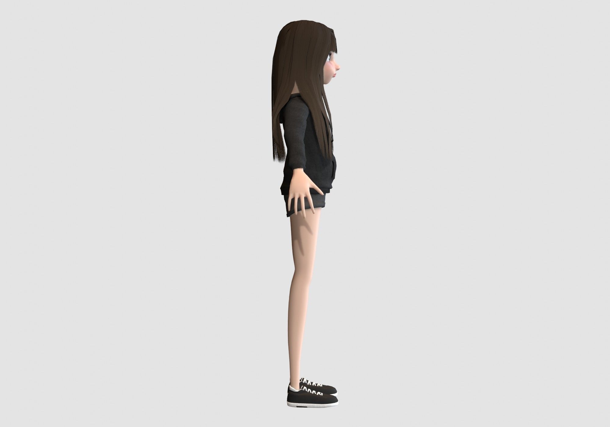 female cartoon teenager 3D model_2