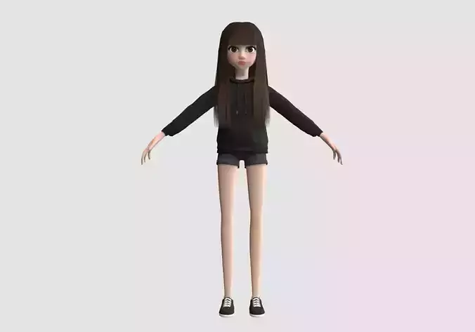 female cartoon teenager 3D model female cartoon teenager 3D model