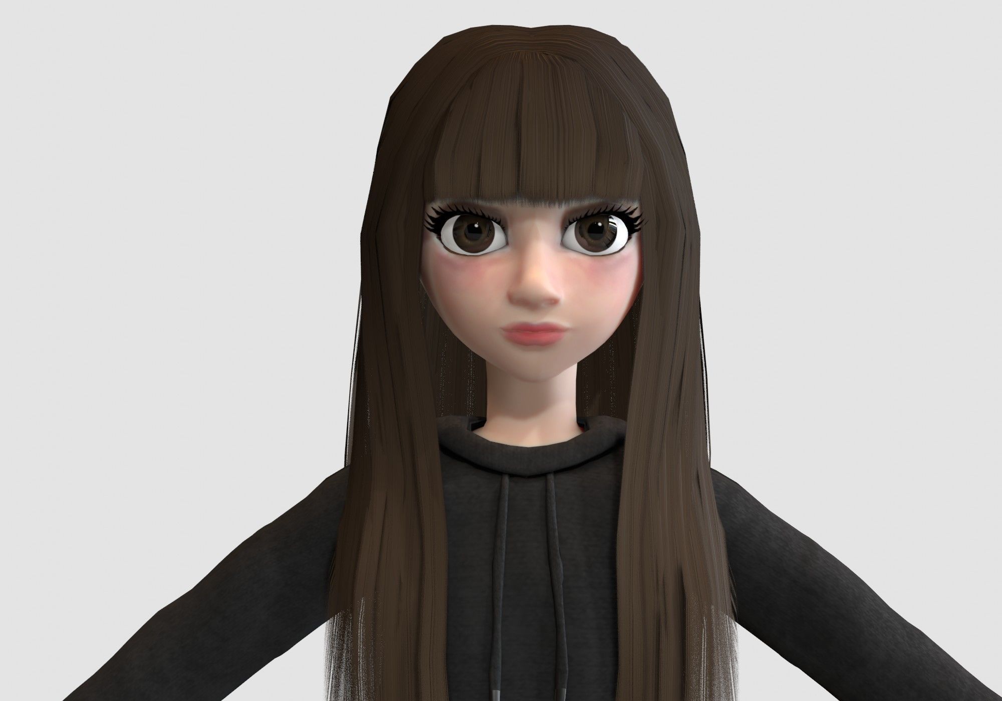 female cartoon teenager 3D model_4