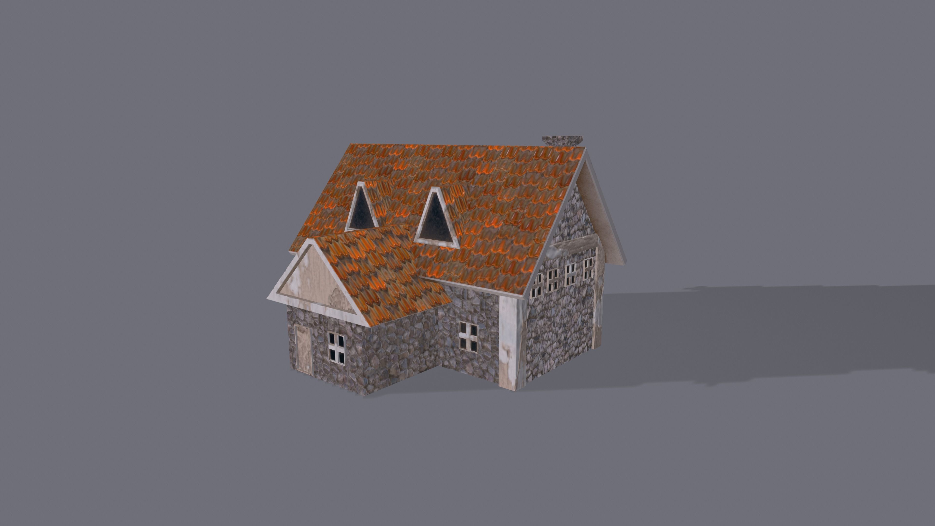 Lowpoly  Medieval Township Houses Low-poly 3D model_9