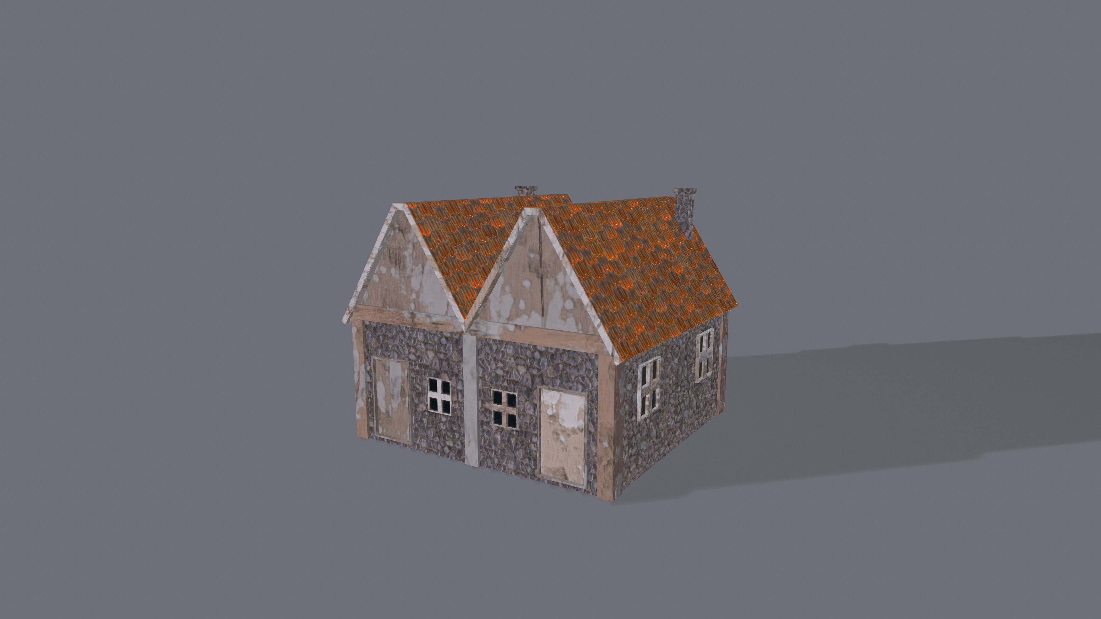 Lowpoly  Medieval Township Houses Low-poly 3D model_15