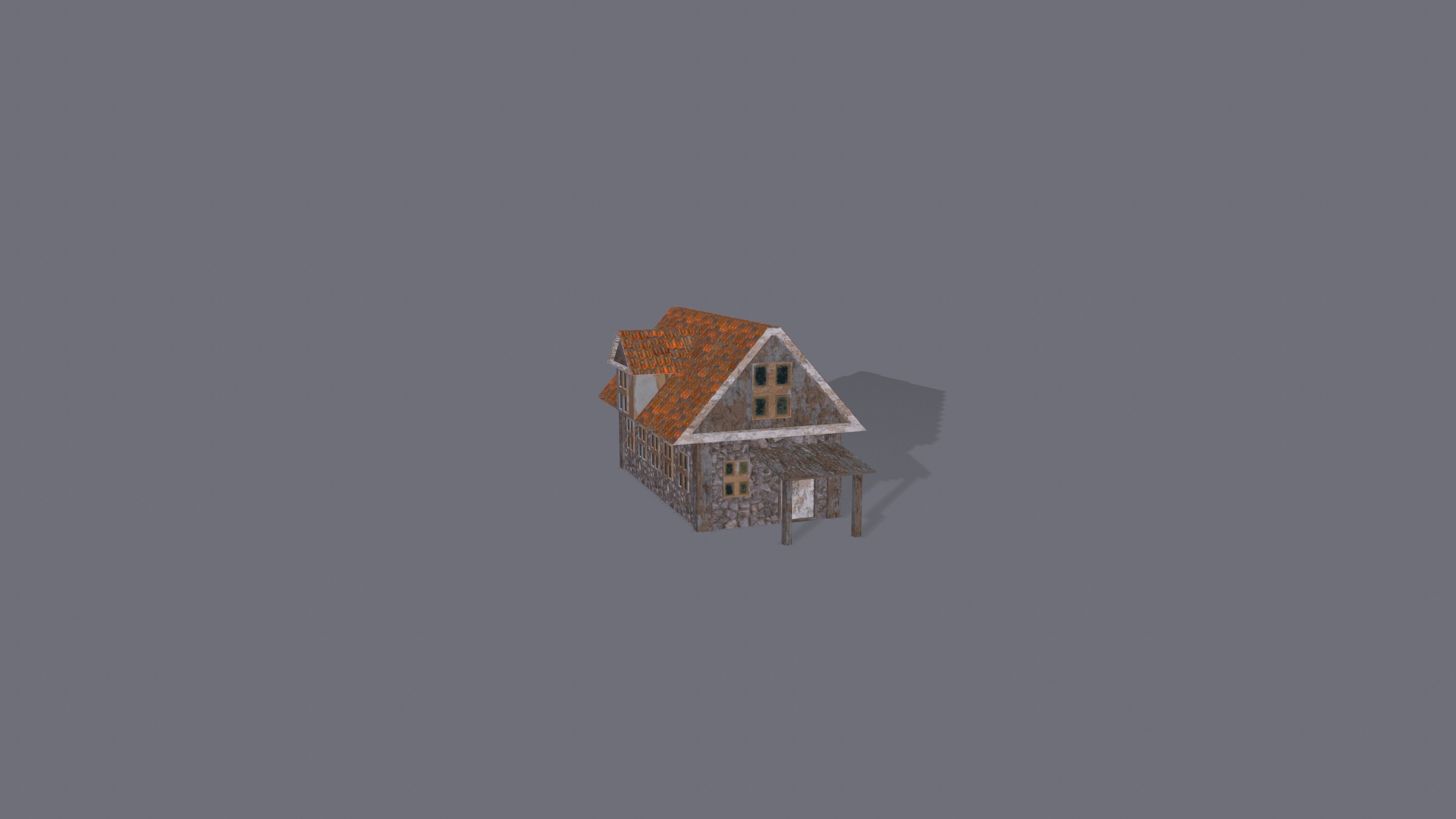 Lowpoly  Medieval Township Houses Low-poly 3D model_4
