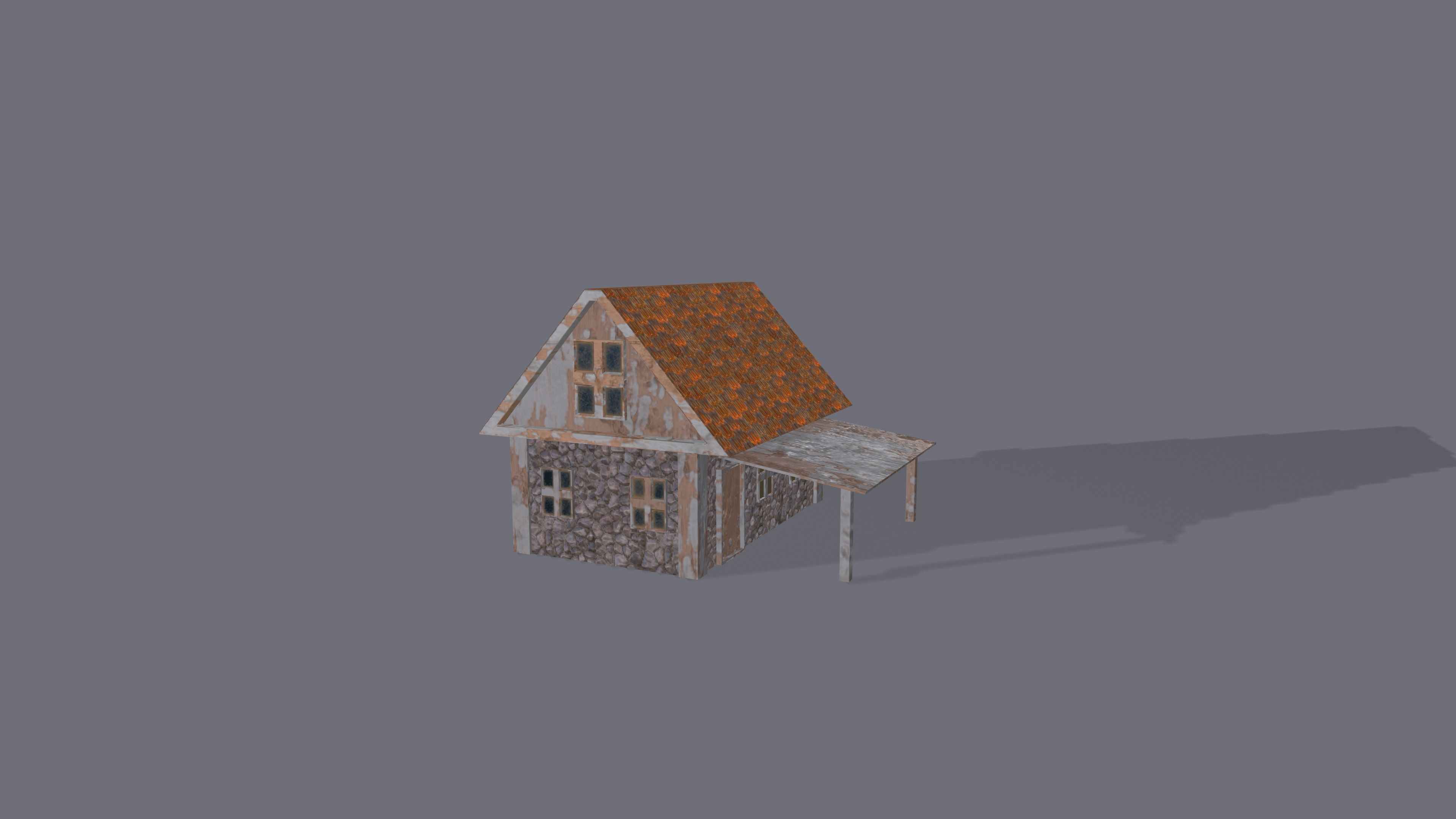 Lowpoly  Medieval Township Houses Low-poly 3D model_8