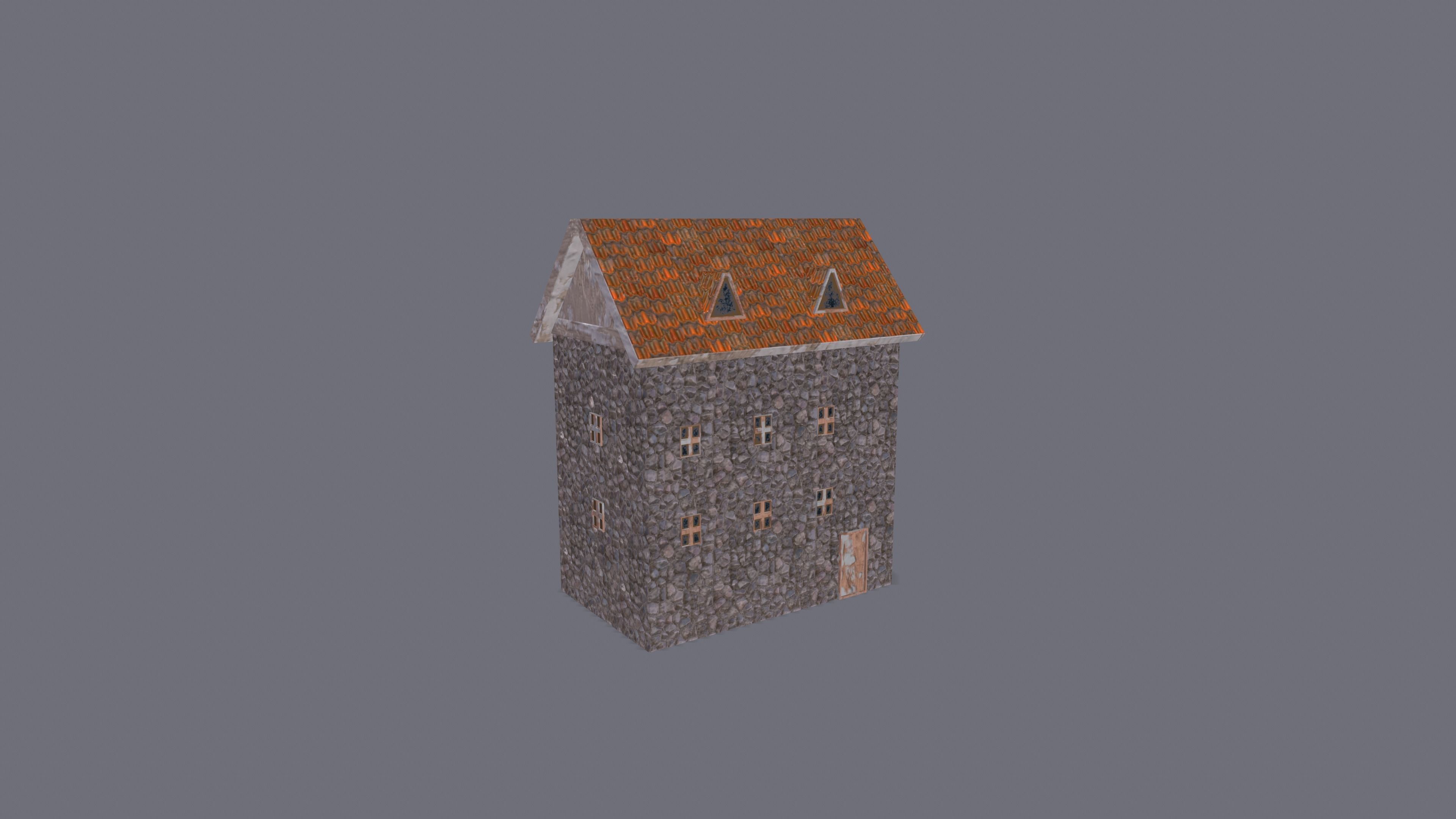 Lowpoly  Medieval Township Houses Low-poly 3D model_5