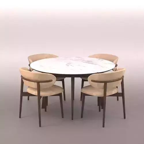 OLEANDRO dining table with four chairs and marble top