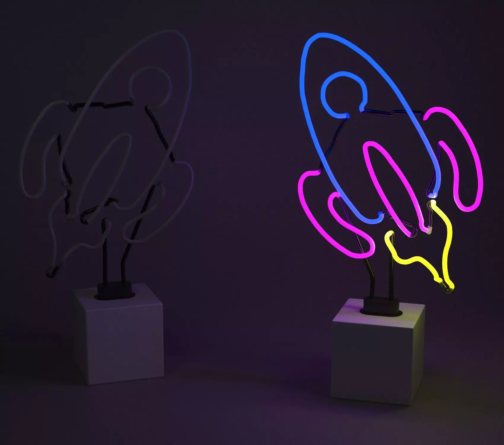 ROCKETSHIP NEON Low-poly 3D model_0