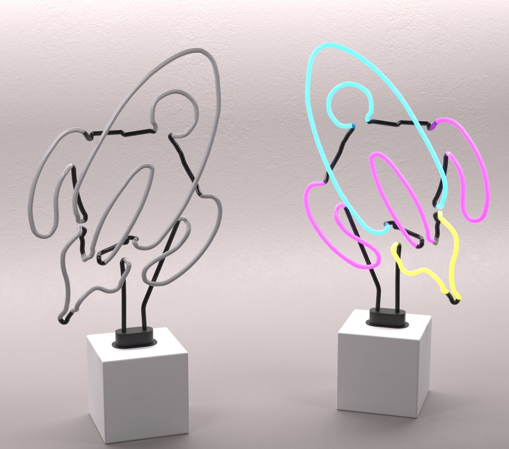 ROCKETSHIP NEON Low-poly 3D model_1