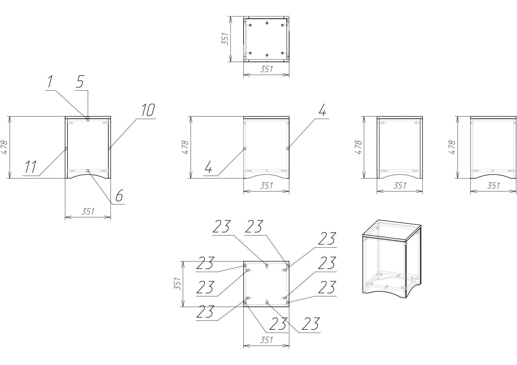 Furniture Coffee table and chairs 3D model_6