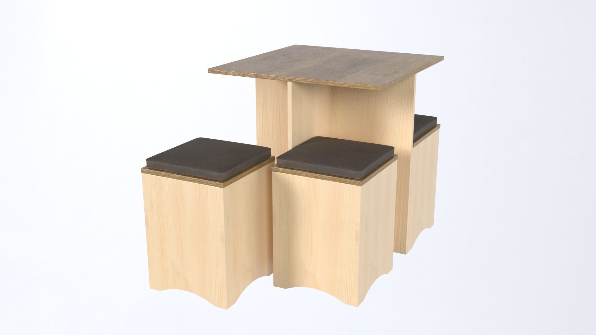 Furniture Coffee table and chairs 3D model_1