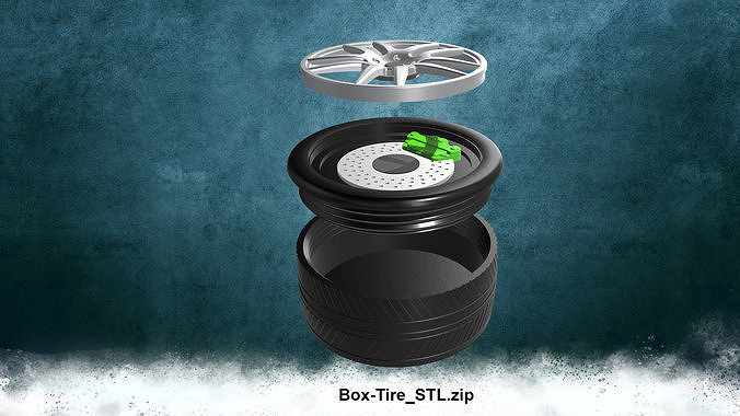 Tire-Box gold wheel 3D print model 3