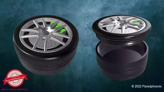 Tire-Box gold wheel 3D print model