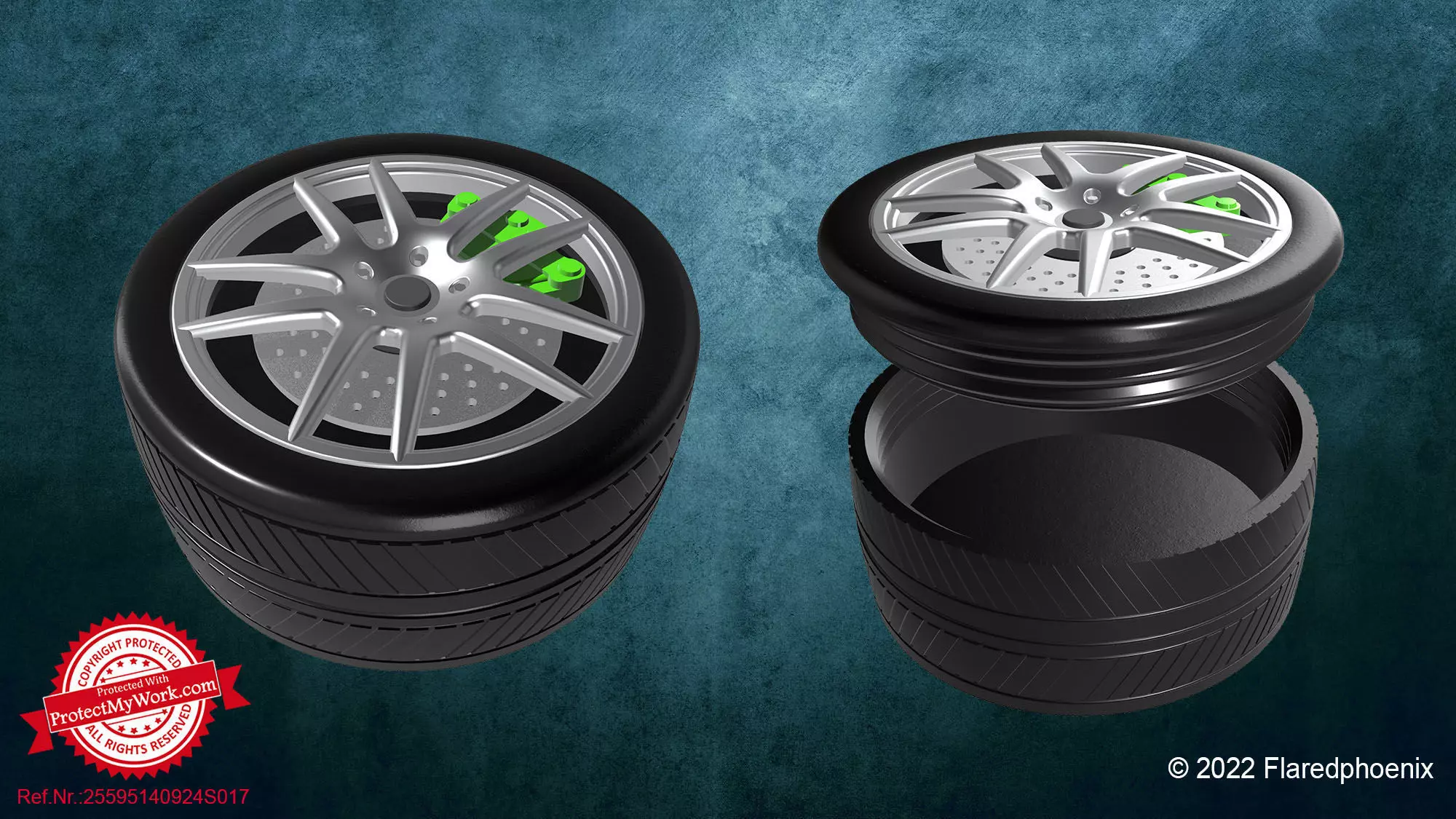 Tire-Box gold wheel 3D print model