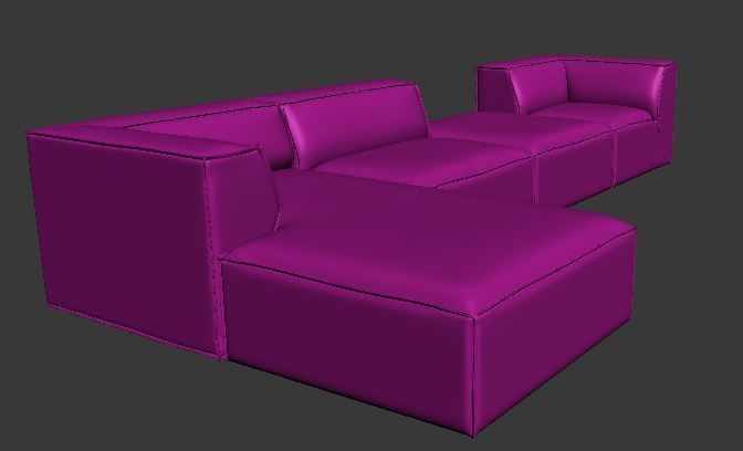 Sofa L Type seater corner and chaise lounge and center Low-poly 3D model_8