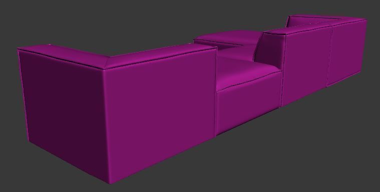 Sofa L Type seater corner and chaise lounge and center Low-poly 3D model_12