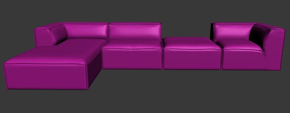 Sofa L Type seater corner and chaise lounge and center Low-poly 3D model_6