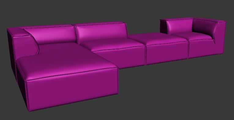 Sofa L Type seater corner and chaise lounge and center Low-poly 3D model_7