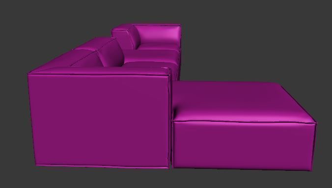 Sofa L Type seater corner and chaise lounge and center Low-poly 3D model_9